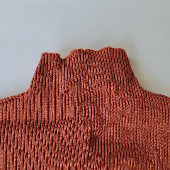 Zara Puff Sleeve Ribbed Sweater in Brick - Picture 8 of 8